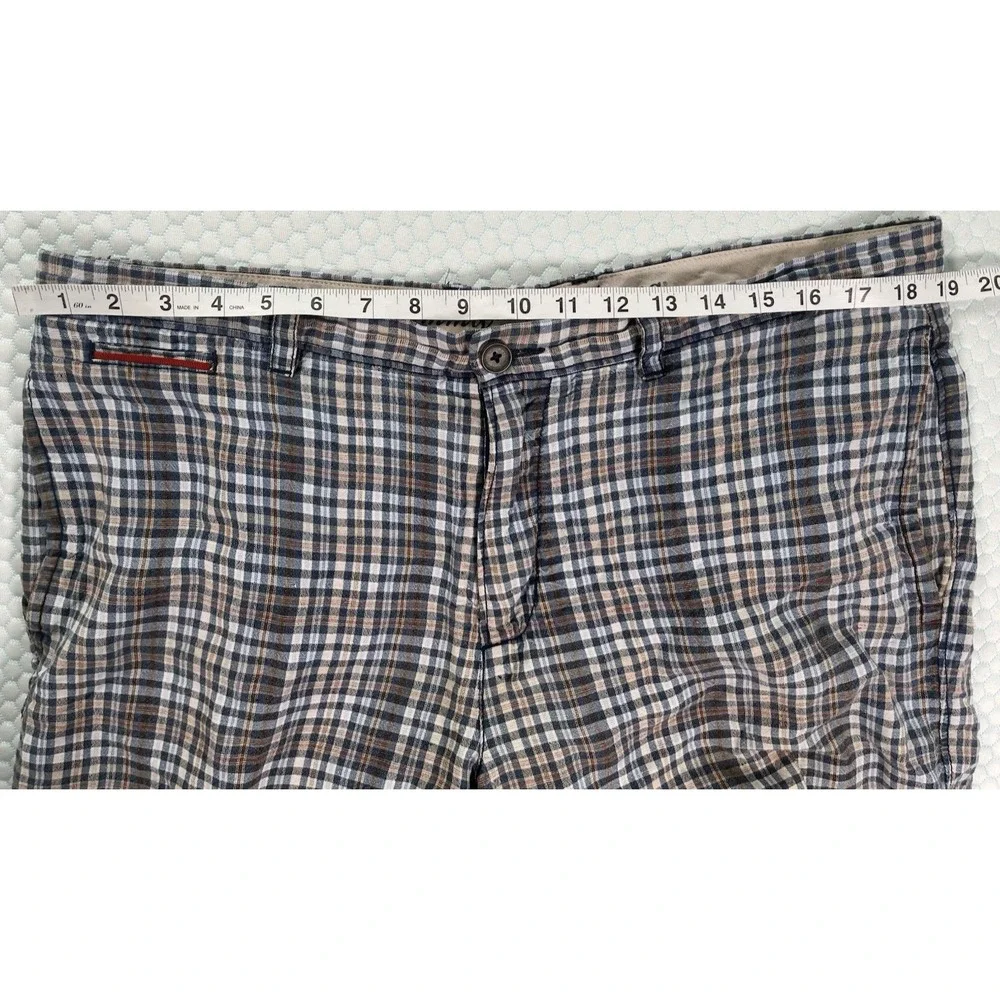 Tommy Bahama Shorts Plaid White Red Linen Tencel Shorts‎ Size 36